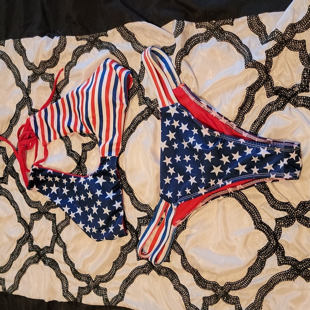 Sz L American Flag bikini